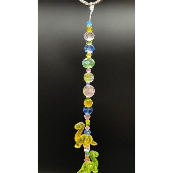 Dinosaur Beaded Suncatcher  - Pastel - Yellow Crystal Prism - Hanging Decor - Picture 10 of 13